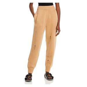 HELMUT LANG Womens Beige Knit Distressed Ribbed Joggers High Waist Pants XS